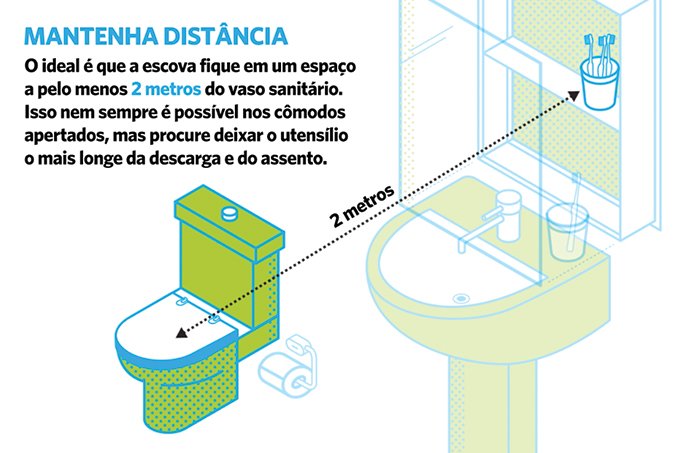 Onde pôr a escova de dentes no banheiro para evitar contaminações