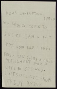 A carta escrita por Theodore Rider para o médico Frederick Banting