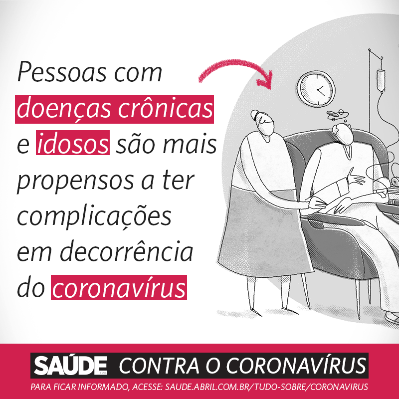 Pessoas com doenças crônicas e idosos são mais propensos a ter complicações em decorrência do coronavírus