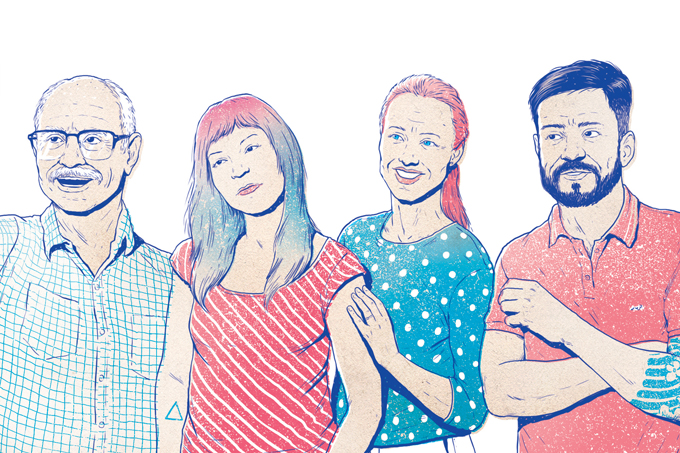 ilustração de pessoas de diversas gerações juntas
