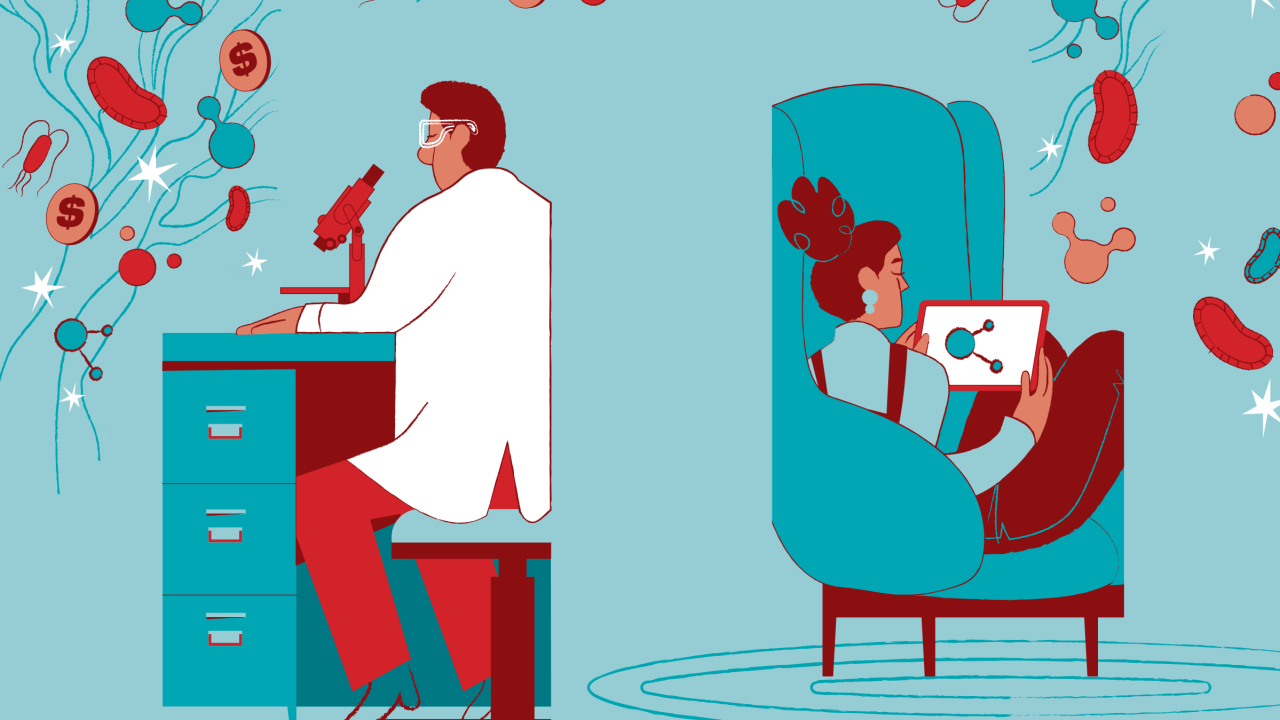 ilustração de cientistas estudando